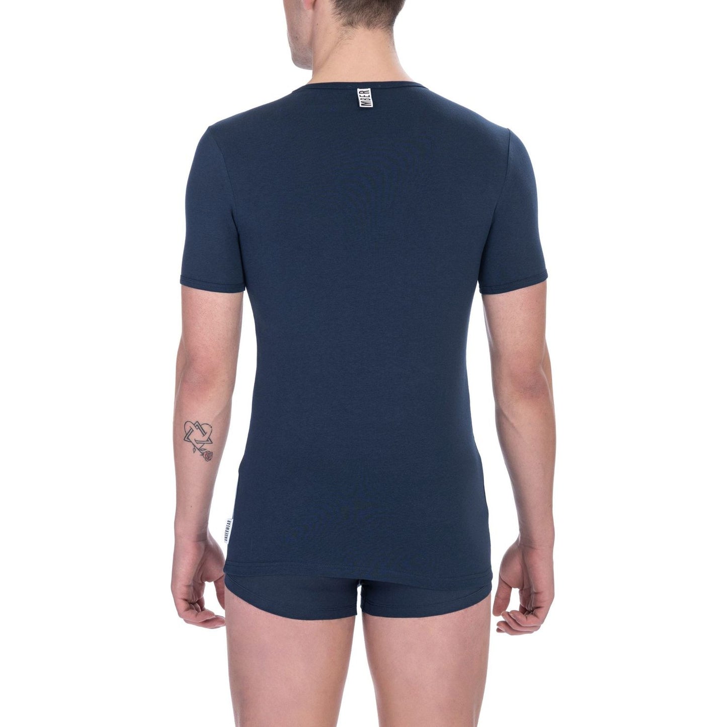 Bikkembergs Blue Cotton Men's V-Neck T-Shirt Bikkembergs