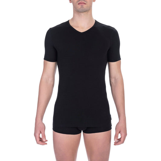 Bikkembergs Black Cotton Men's V-Neck T-Shirt Bikkembergs