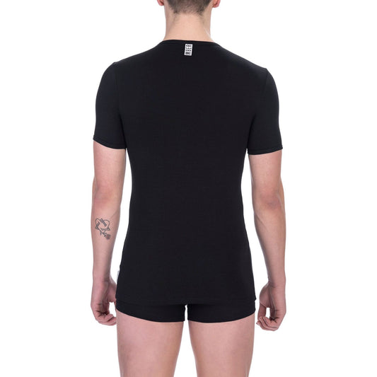 Bikkembergs Black Cotton Men's V-Neck T-Shirt Bikkembergs