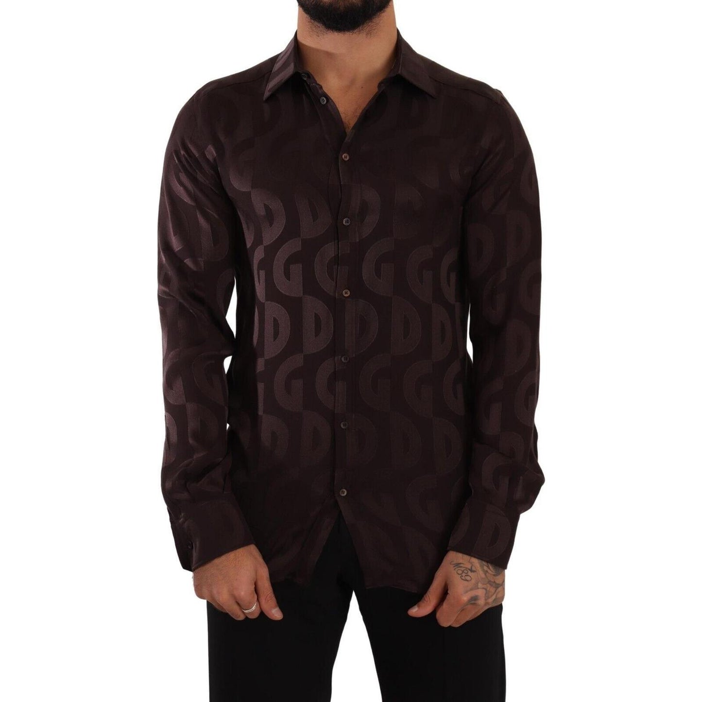 Dolce & Gabbana Elegant Bordeaux Silk Dress Shirt Dolce & Gabbana