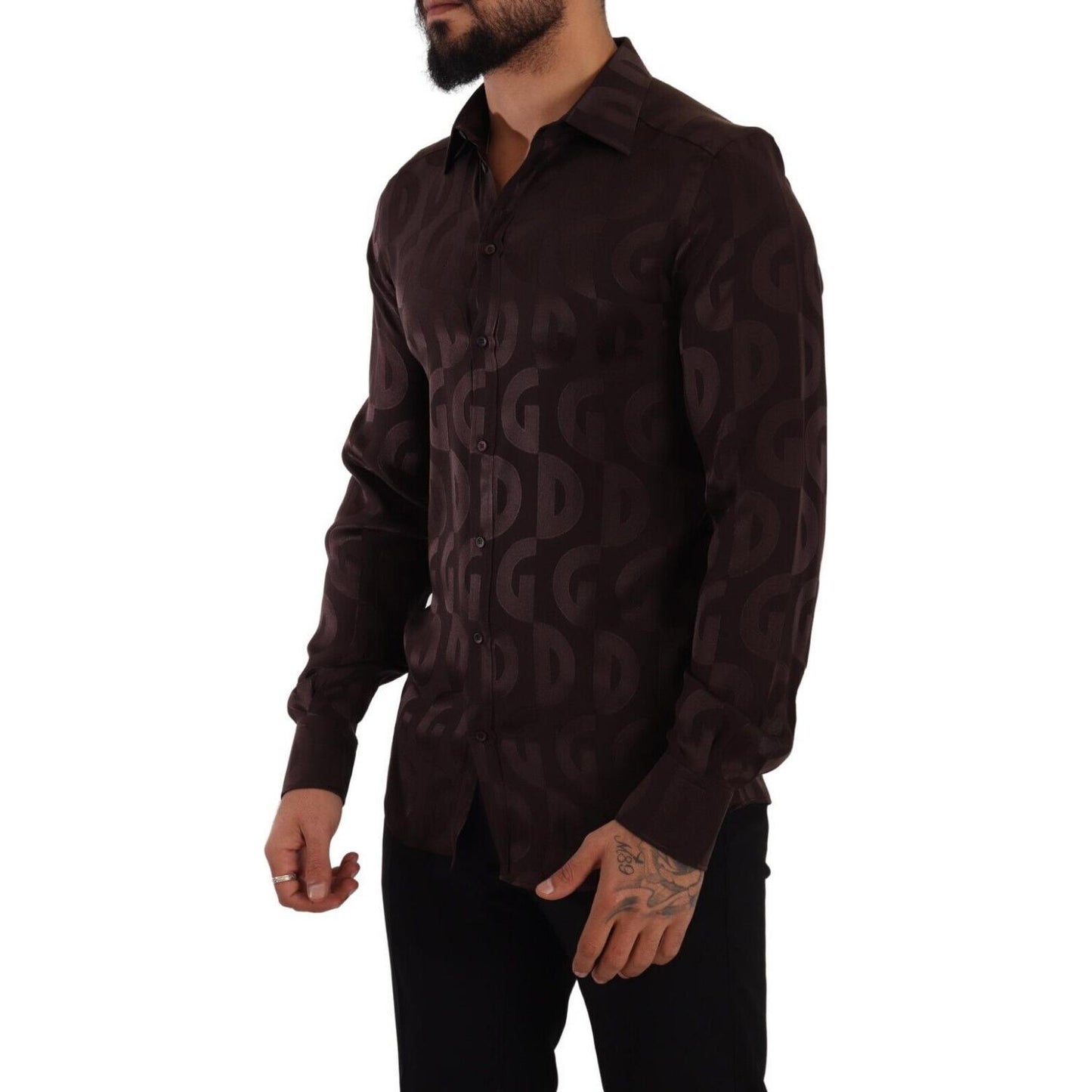 Dolce & Gabbana Elegant Bordeaux Silk Dress Shirt Dolce & Gabbana