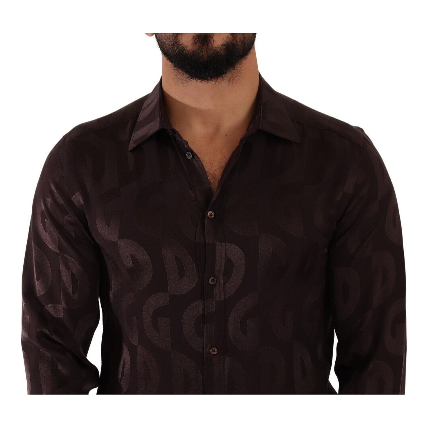 Dolce & Gabbana Elegant Bordeaux Silk Dress Shirt Dolce & Gabbana