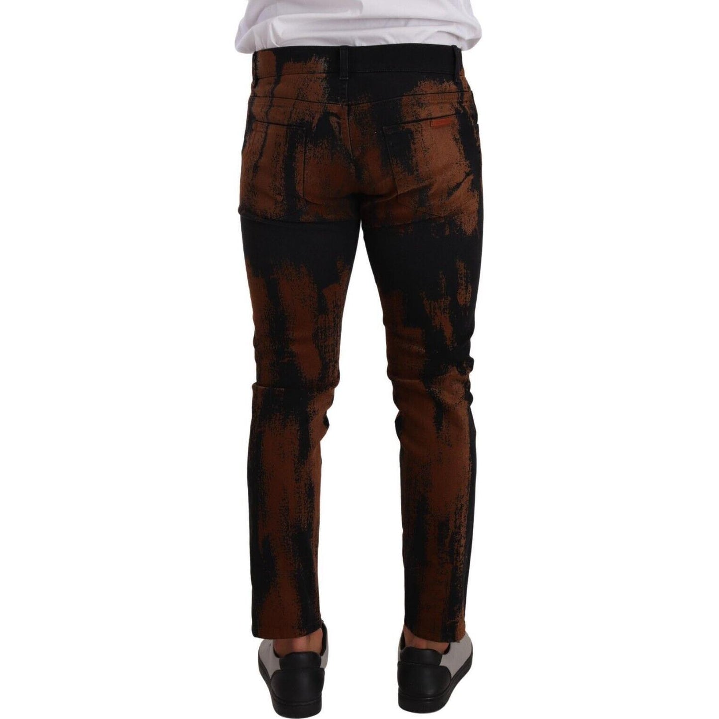 Dolce & Gabbana Chic Black Brown Tie-Dye Slim Fit Jeans Dolce & Gabbana