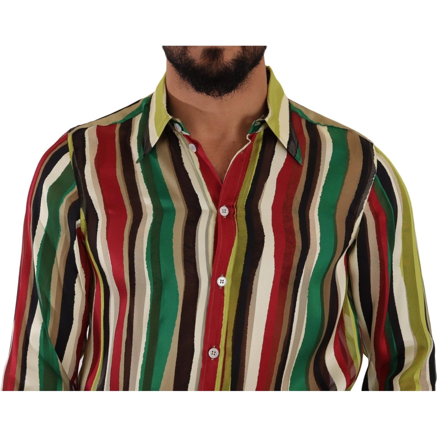 Dolce & Gabbana Elegant Multicolor Striped Silk Blend Shirt Dolce & Gabbana