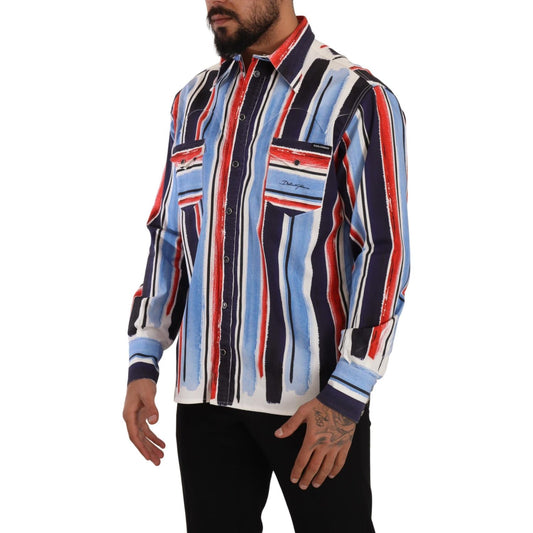 Dolce & Gabbana Elegant Striped Cotton Shirt with Pockets Dolce & Gabbana