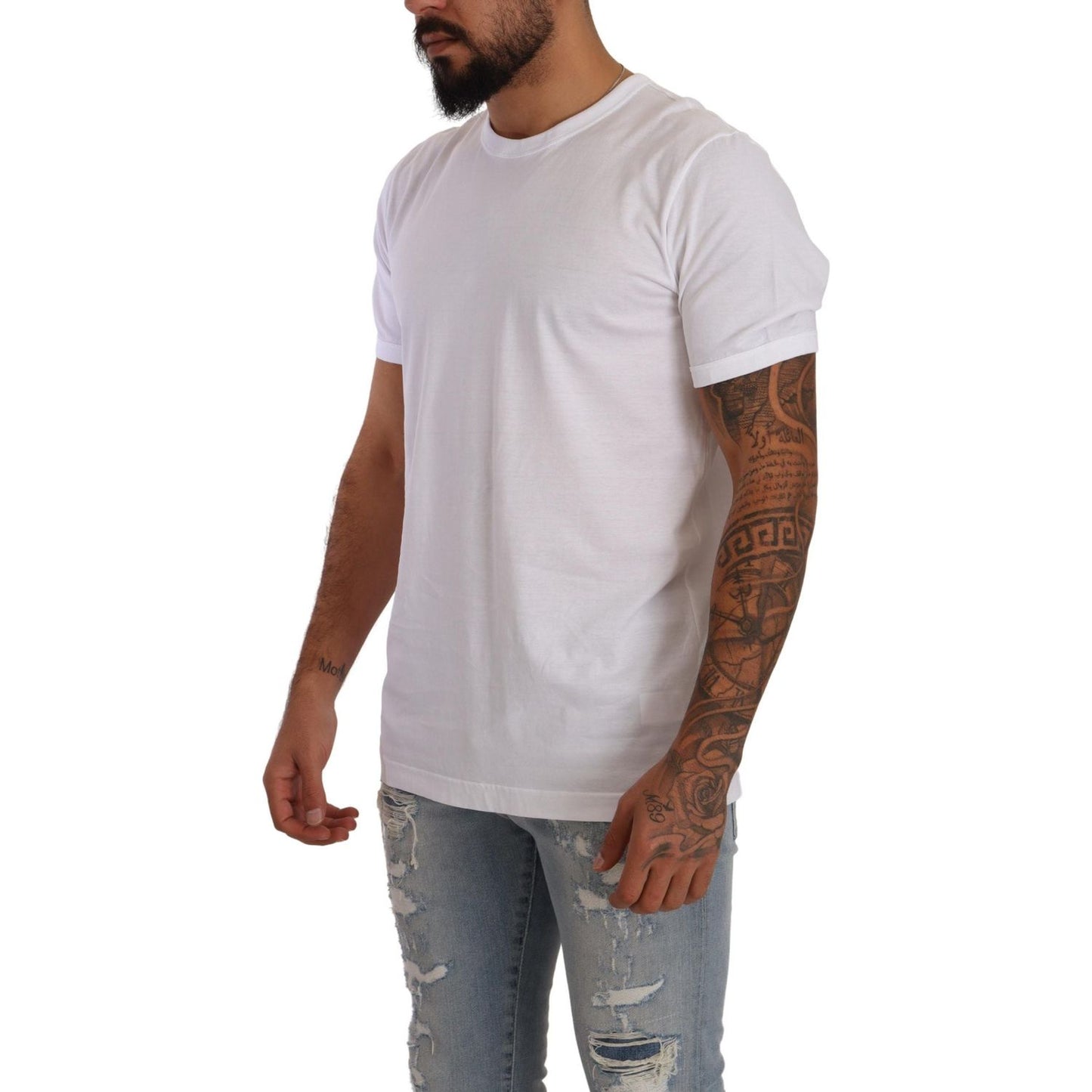 Dolce & Gabbana Elegant White Cotton Crewneck Tee Dolce & Gabbana