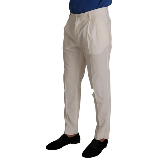 Dolce & Gabbana Elegant Tapered Corduroy Pants in Off White Dolce & Gabbana