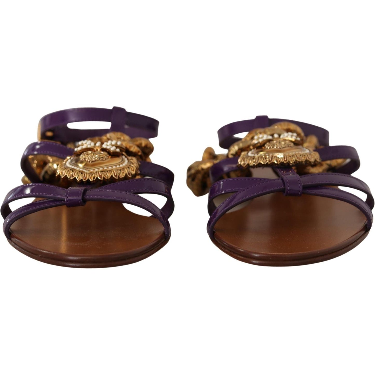 Dolce & Gabbana Purple Heart Chain Gladiator Flats Dolce & Gabbana