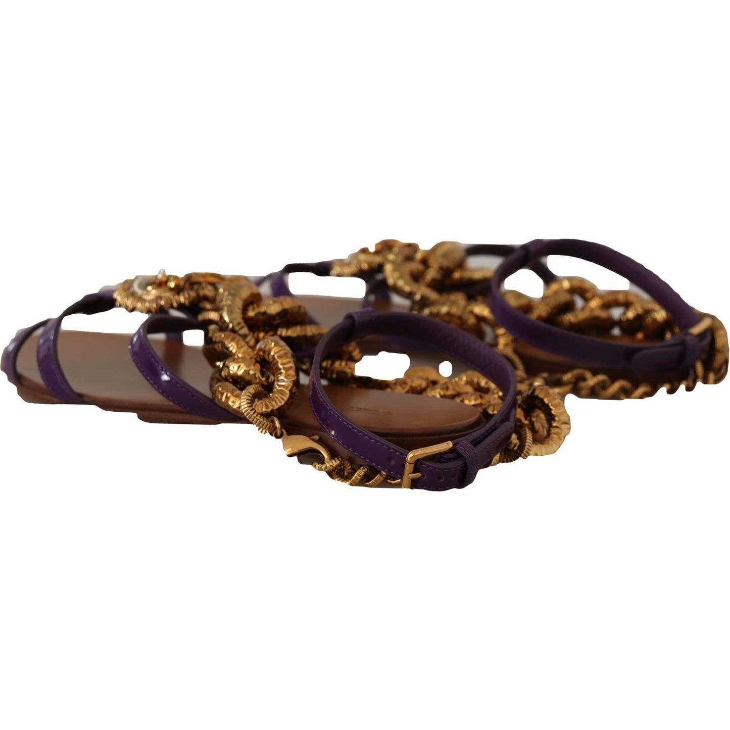 Dolce & Gabbana Purple Heart Chain Gladiator Flats Dolce & Gabbana