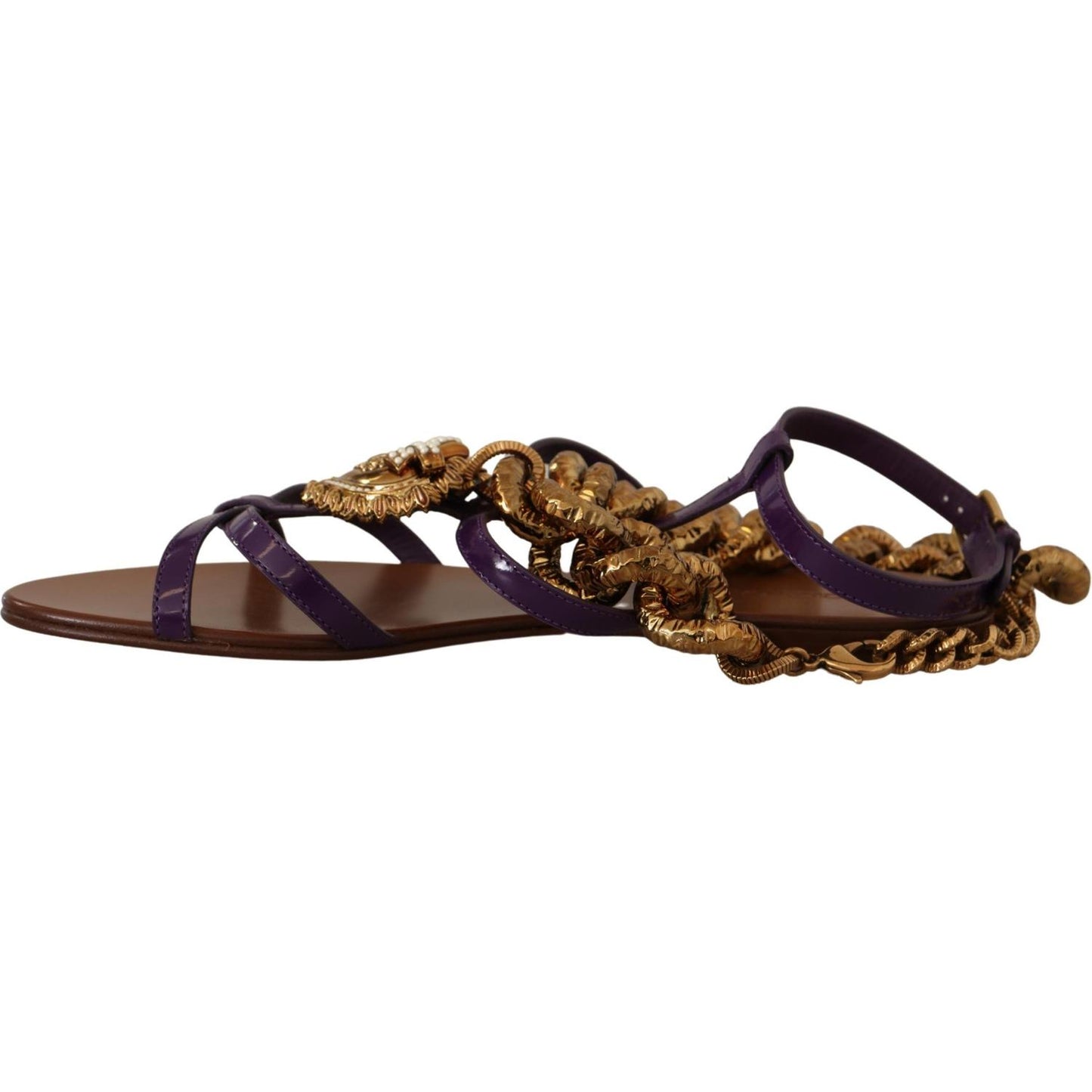 Dolce & Gabbana Purple Heart Chain Gladiator Flats Dolce & Gabbana