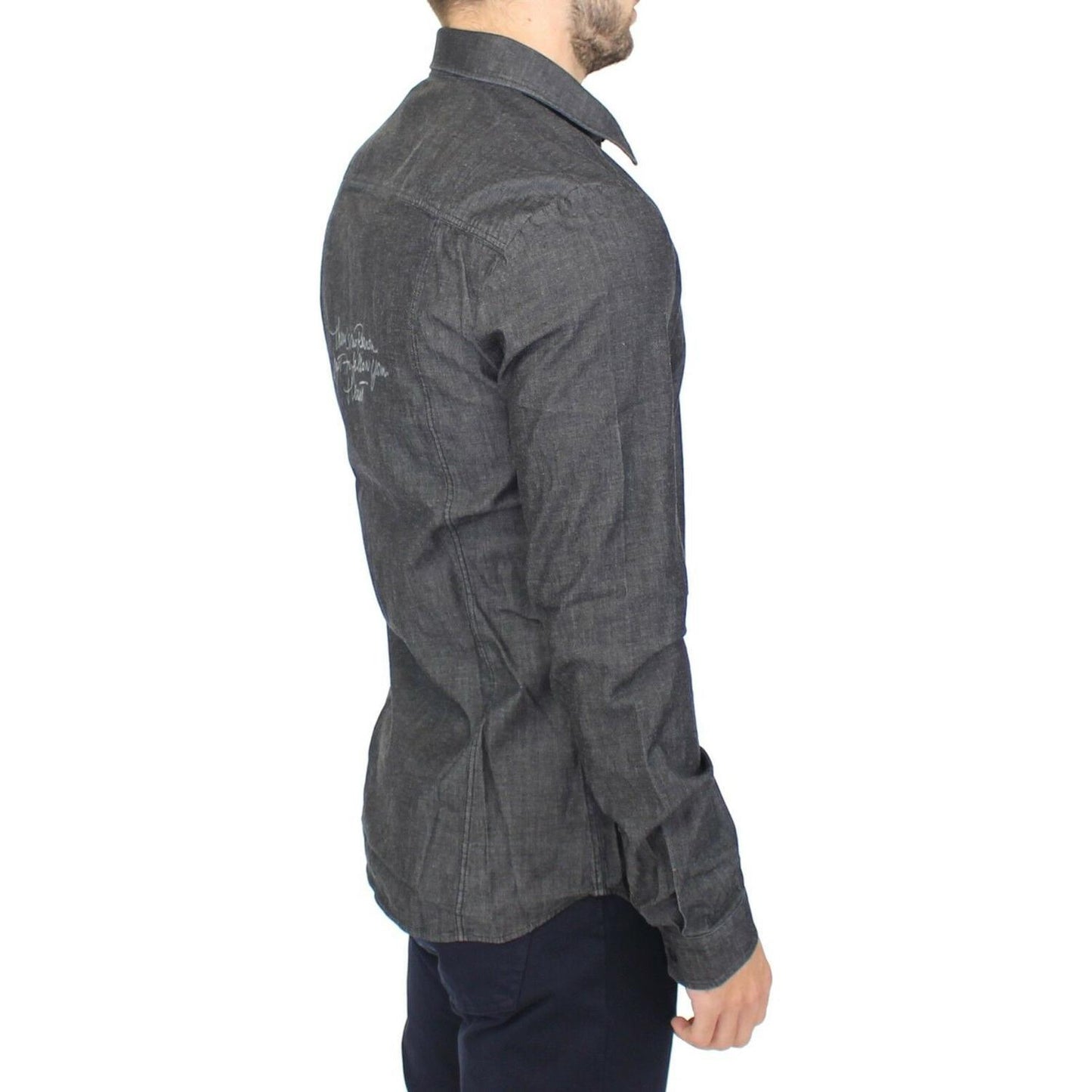 Ermanno Scervino Elegant Gray Stretch Denim Casual Shirt Ermanno Scervino