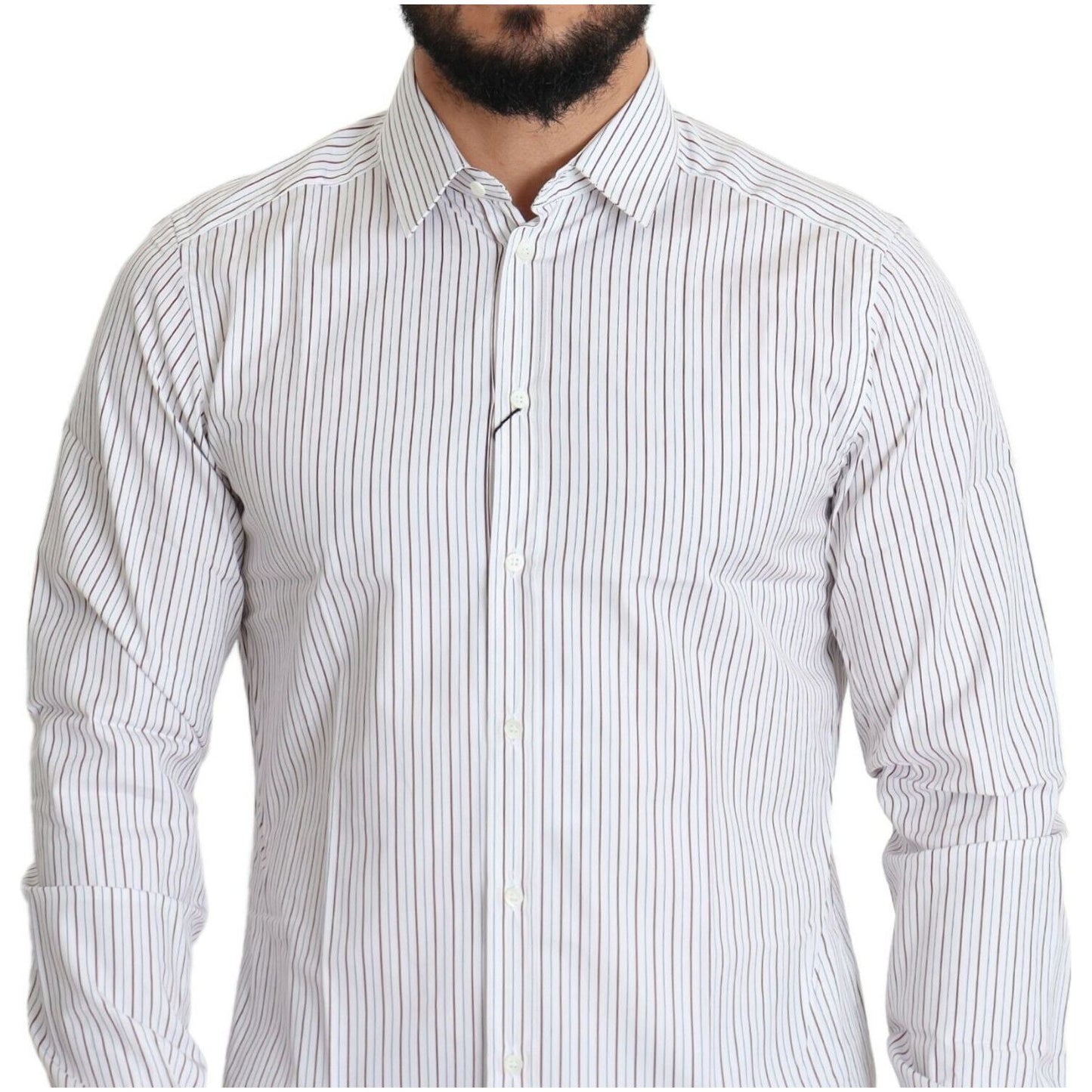 Dolce & Gabbana Elegant White Striped Cotton Dress Shirt Dolce & Gabbana