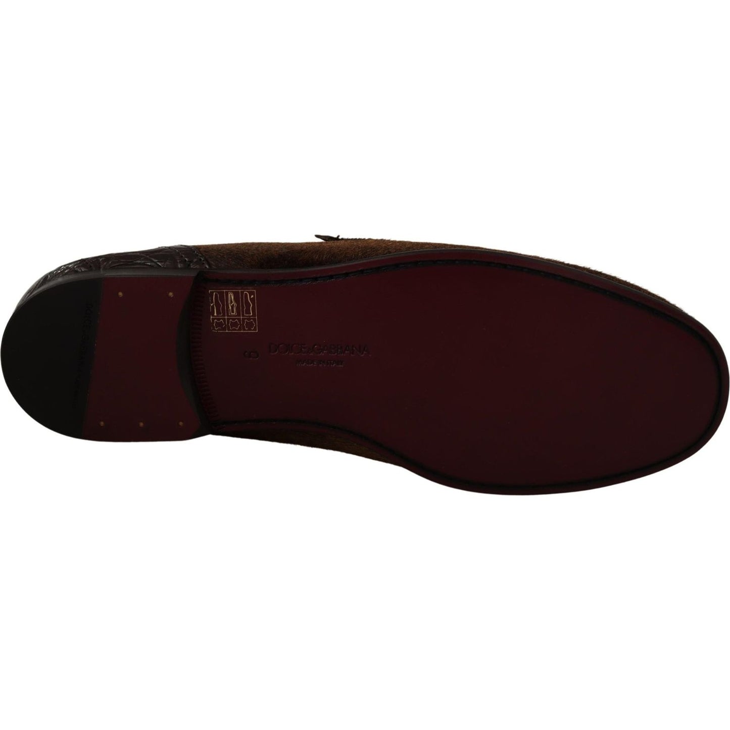 Dolce & Gabbana Elegant Brown Caiman Leather Loafers Dolce & Gabbana