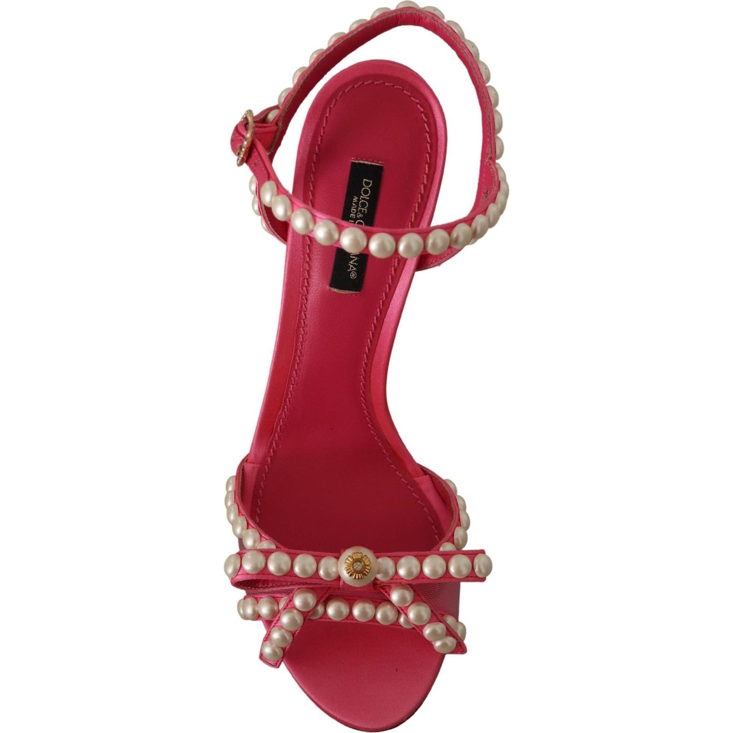 Dolce & Gabbana Elegant Pink Pearl Embellished Heels Sandals Dolce & Gabbana