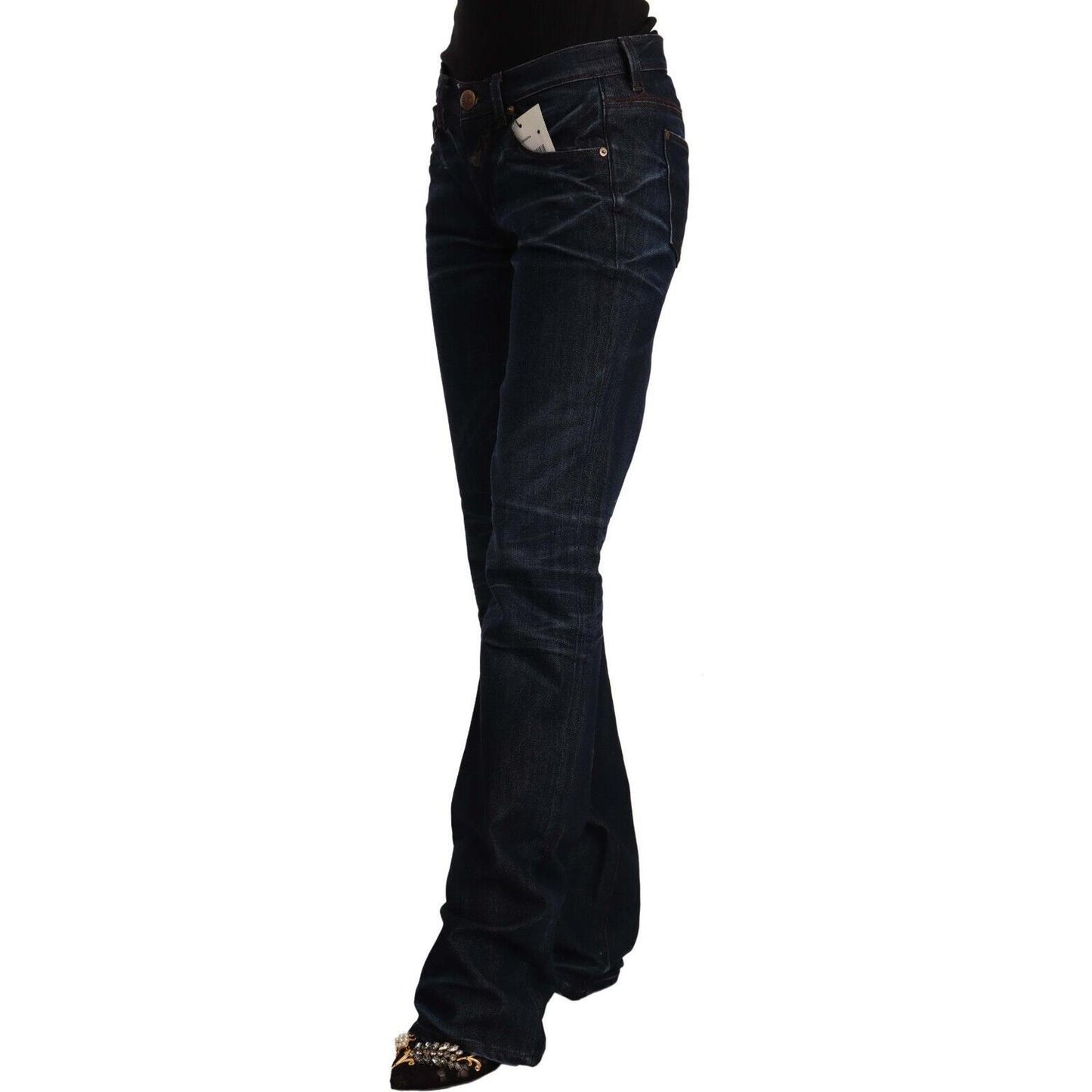 Ermanno Scervino Chic Dark Blue Mid Waist Jeans Ermanno Scervino