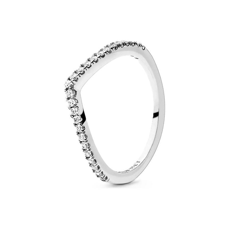 PANDORA JEWELS Mod. WISHBONE SILVER - RING WITH CLEAR CUBIC ZIRCONIA - Size 48 Ring PANDORA