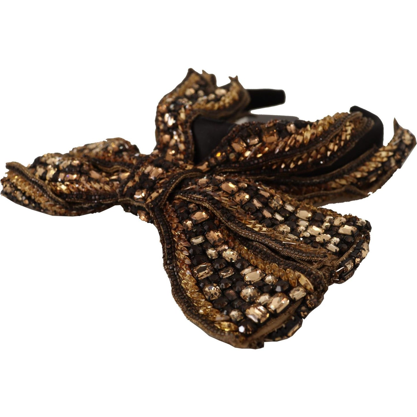 Dolce & Gabbana Elegant Gold Embellished Silk Diadem Dolce & Gabbana