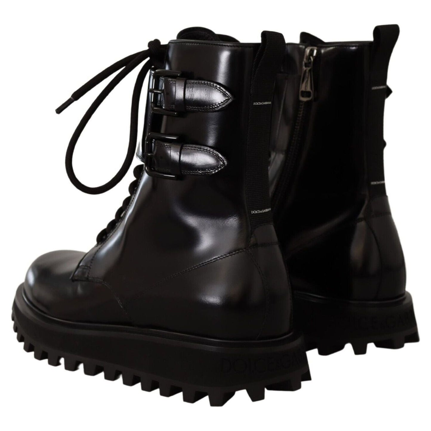 Dolce & Gabbana Elegant Black Leather Ankle Boots Dolce & Gabbana