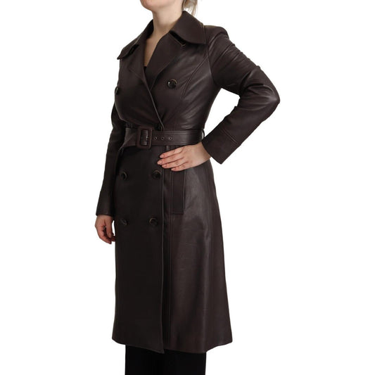 Dolce & Gabbana Elegant Double-Breasted Lambskin Leather Coat Dolce & Gabbana