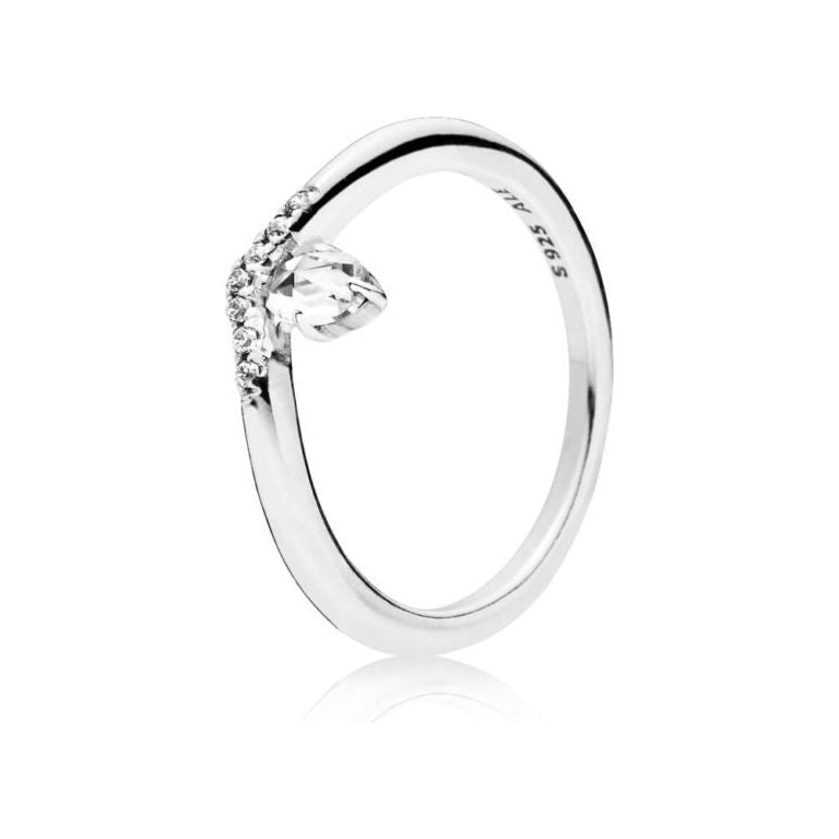 PANDORA JEWELS Mod. WISHBONE SILVER - RING WITH CLEAR CUBIC ZIRCONIA - Size 54 DESIGNER FASHION JEWELLERY PANDORA