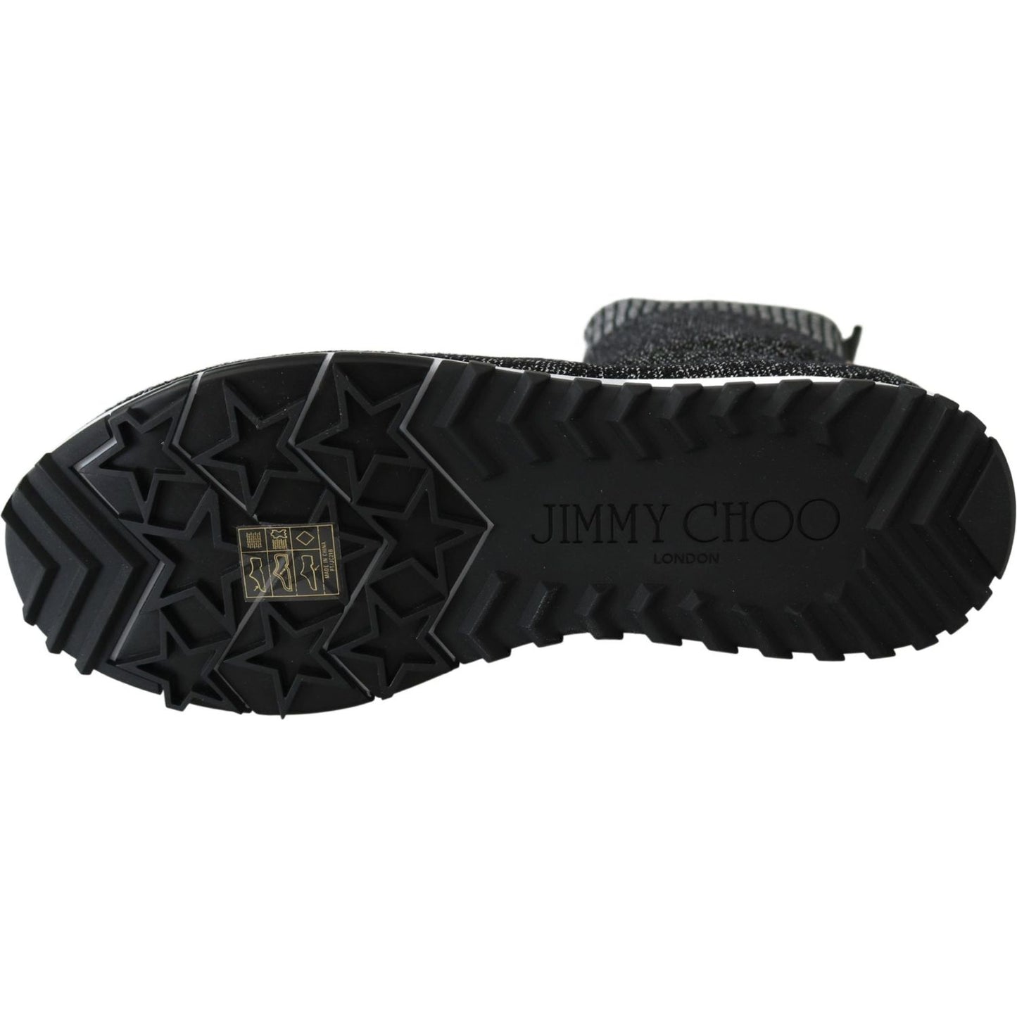 Jimmy Choo Elegant Knitted Lurex Sneakers in Black and Silver Jimmy Choo