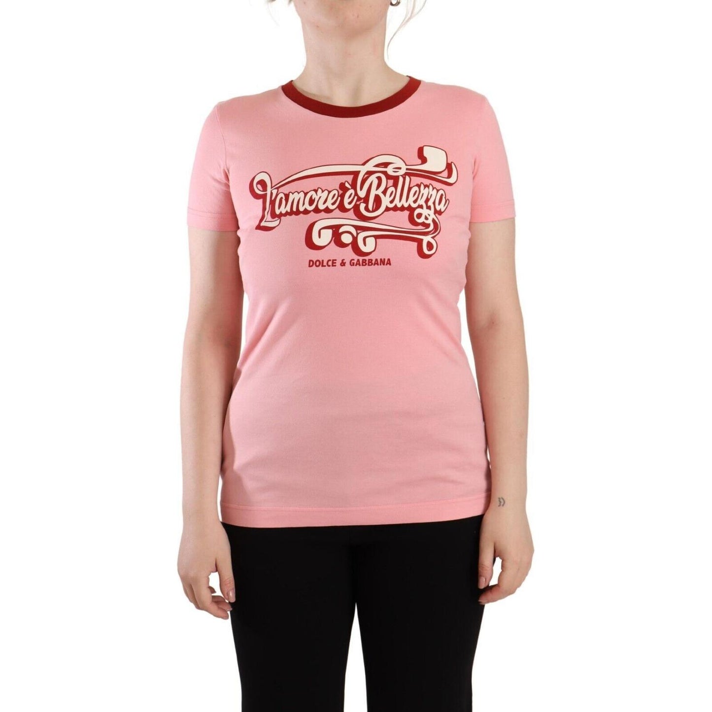 Dolce & Gabbana Chic Pink Logo Crew Neck Tee Dolce & Gabbana