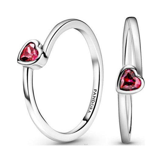 PANDORA JEWELS Mod. CLEAR TILTED HEART SOLITAIRE - RING - Size 56 DESIGNER FASHION JEWELLERY PANDORA