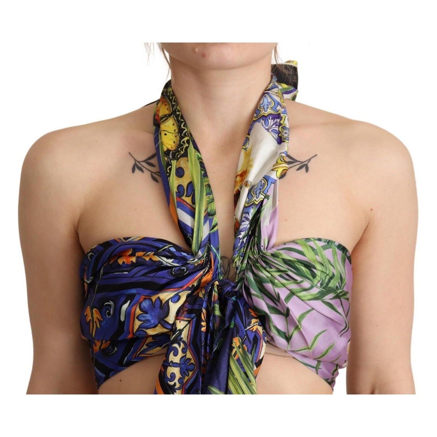 Dolce & Gabbana Sumptuous Silk Halter Cropped Top - Multicolor Dolce & Gabbana