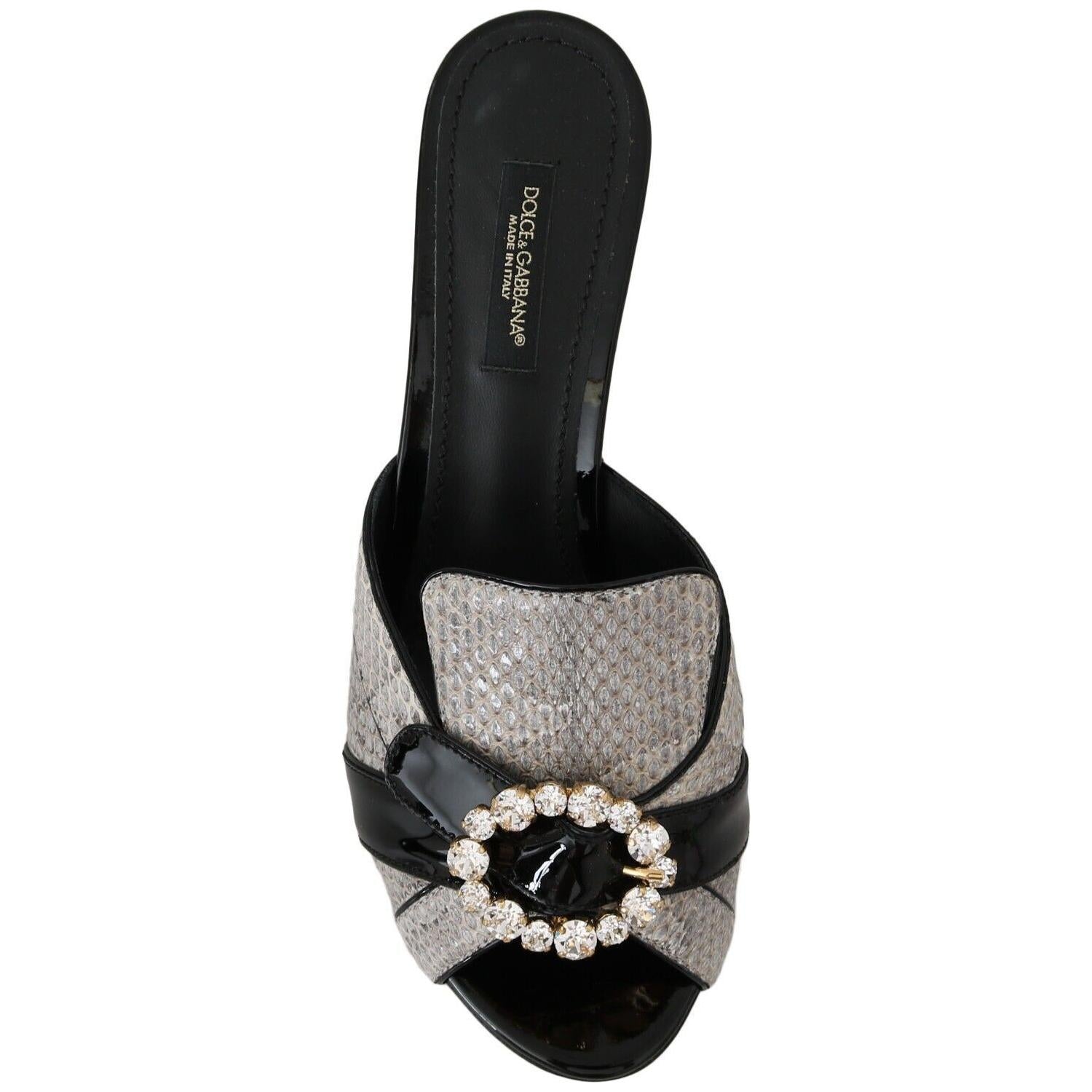 Dolce & Gabbana Crystal-Embellished Exotic Leather Sandals