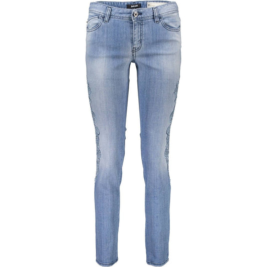 Just Cavalli Chic Light Blue Embroidered Denim Just Cavalli