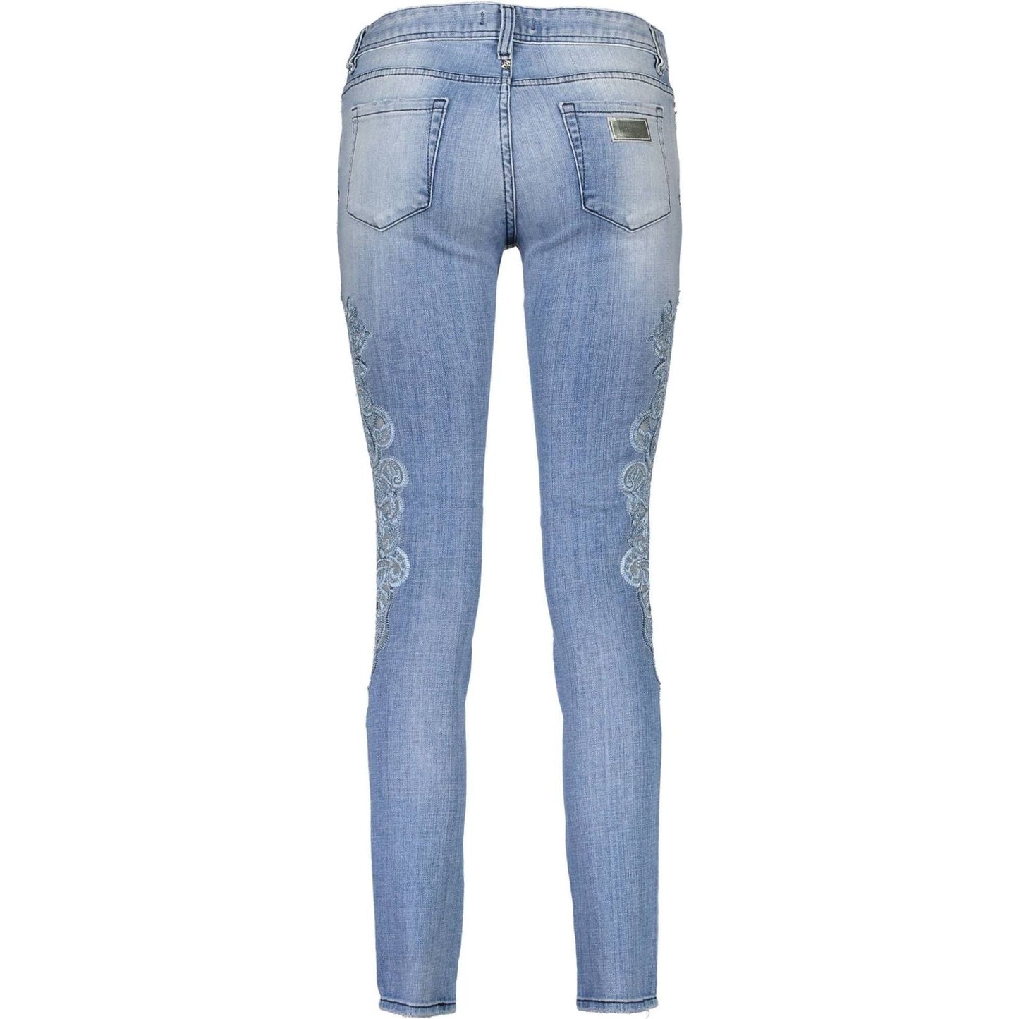 Just Cavalli Chic Light Blue Embroidered Denim Just Cavalli