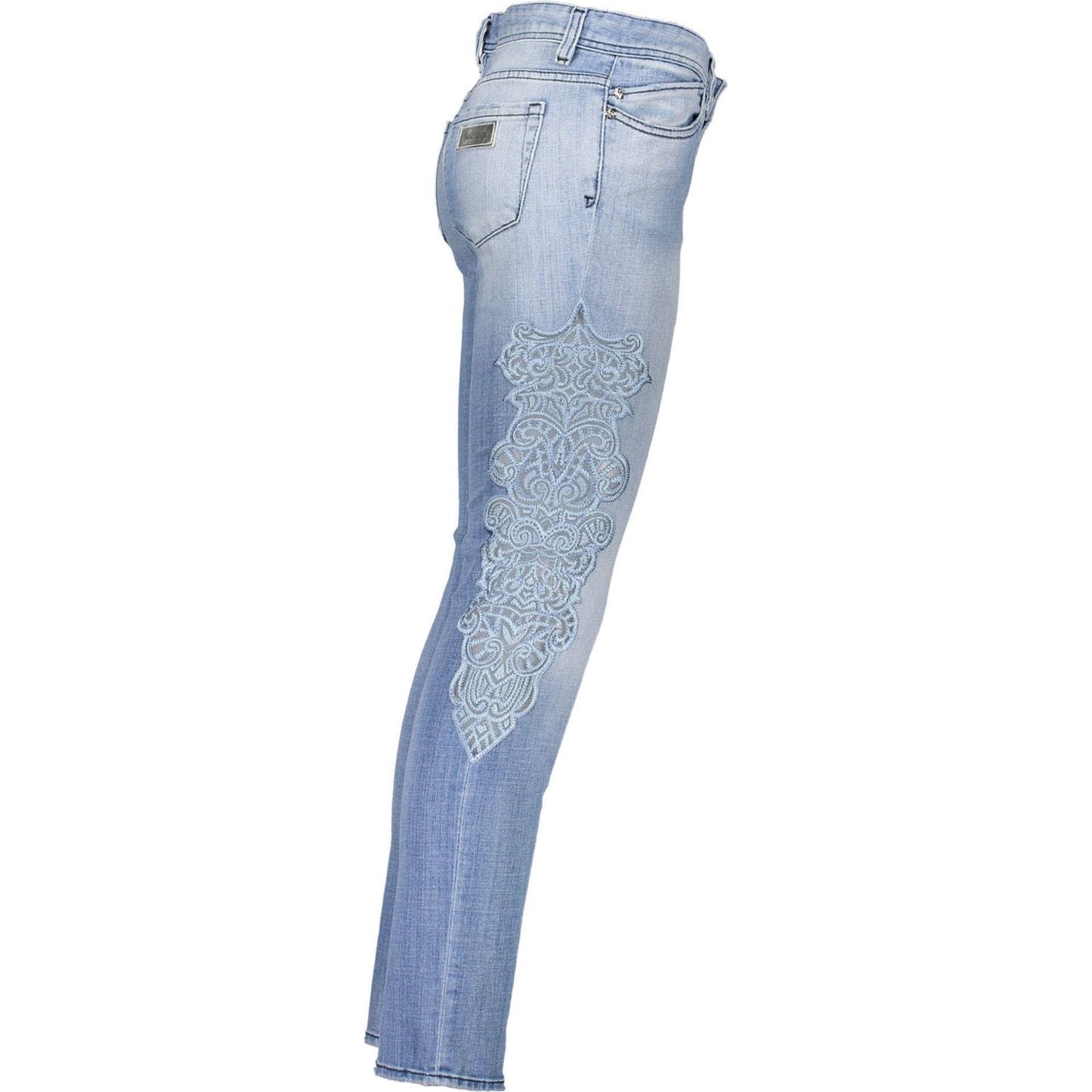 Just Cavalli Chic Light Blue Embroidered Denim Just Cavalli