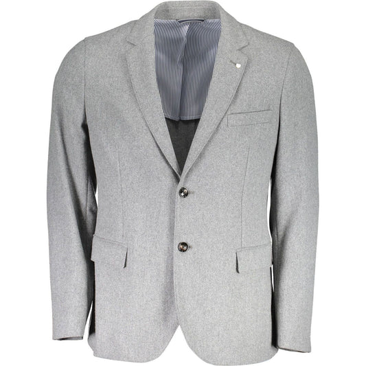 Gant Elegant Gray Wool Blend Jacket Gant