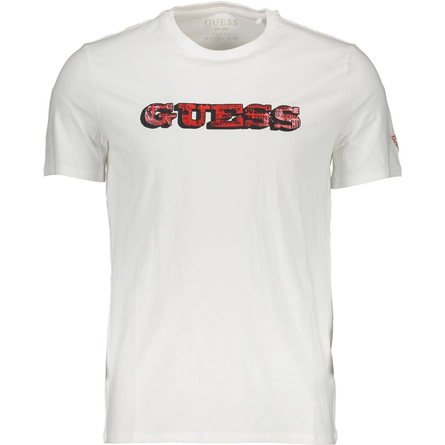 Guess Jeans Sleek White Cotton Slim Tee with Logo Print Guess Jeans