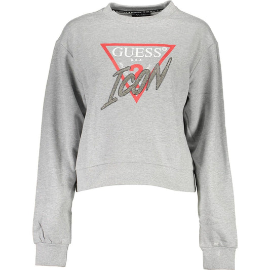 Guess Jeans Elegant Gray Rhinestone Embellished Sweatshirt Guess Jeans