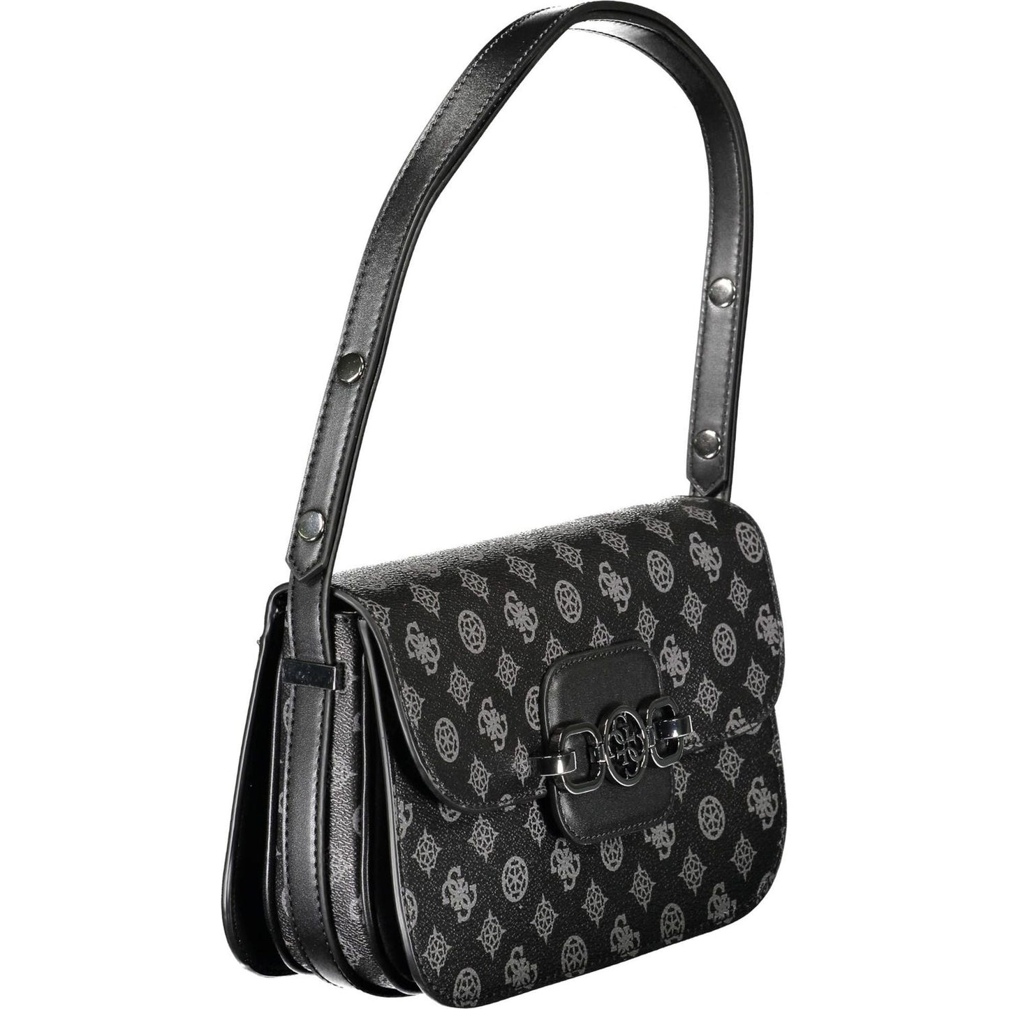 Guess Jeans Chic Black Triple Compartment Shoulder Bag Guess Jeans