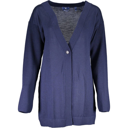 Gant Elegant Blue Wool Long Sleeve Cardigan Gant