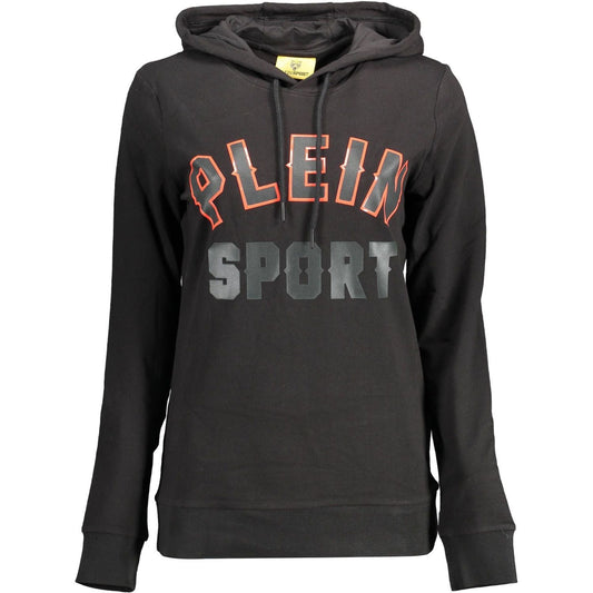 Plein Sport Sleek Black Hooded Sweatshirt with Bold Accents Plein Sport