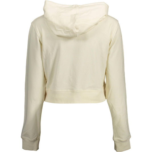 Calvin Klein Chic White Hooded Sweatshirt with Central Pocket Calvin Klein