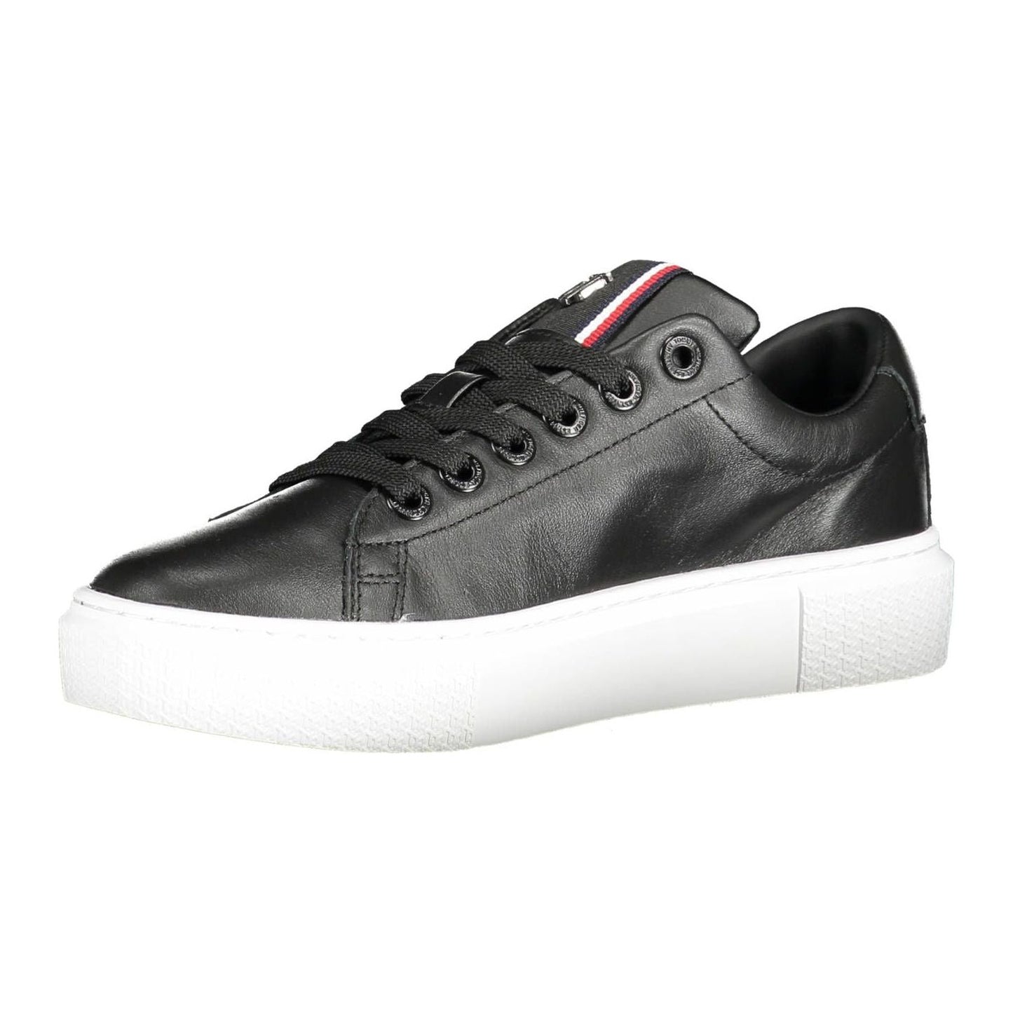 Tommy Hilfiger Chic Black Cotton-Leather Blend Sneakers Tommy Hilfiger