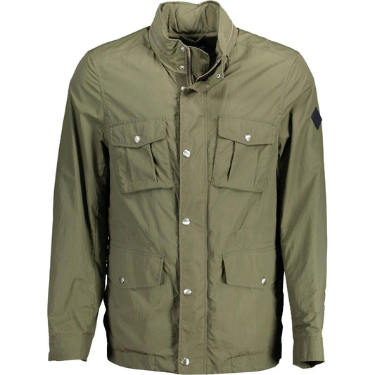 Gant Sleek Green Trench Coat with Concealed Hood