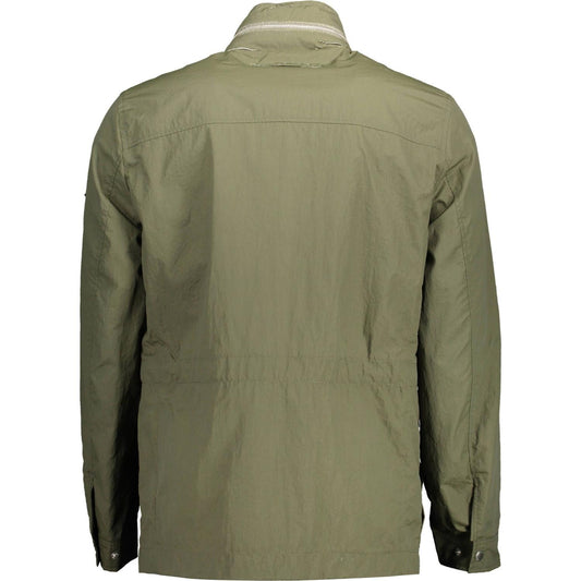 Gant Sleek Green Trench Coat with Concealed Hood