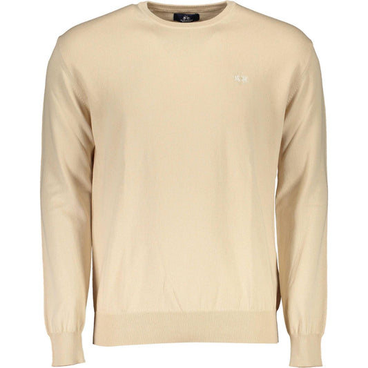 La Martina Beige Round Neck Embroidered Sweater La Martina