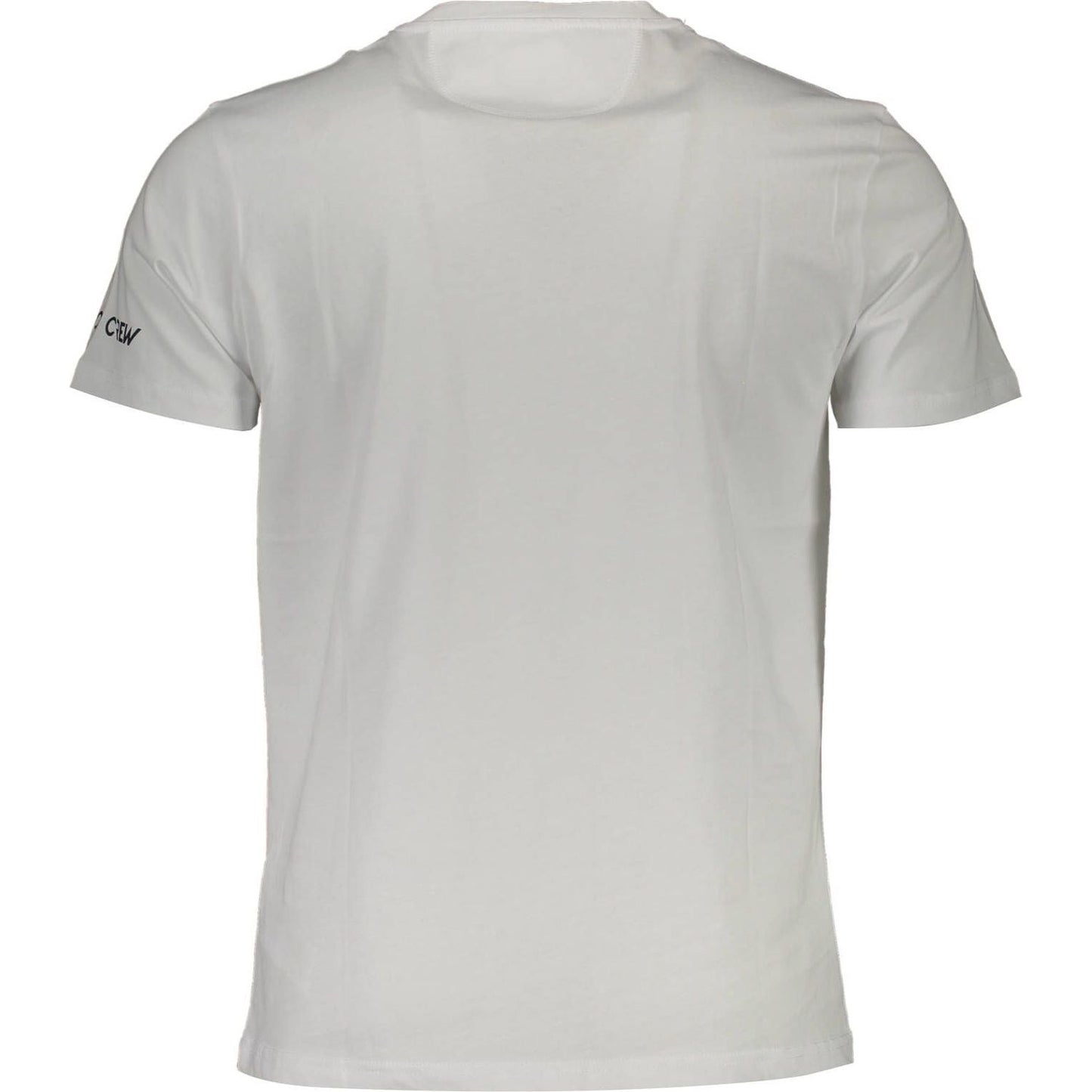 La Martina Crisp White Cotton Crew Neck Tee with Logo Print La Martina