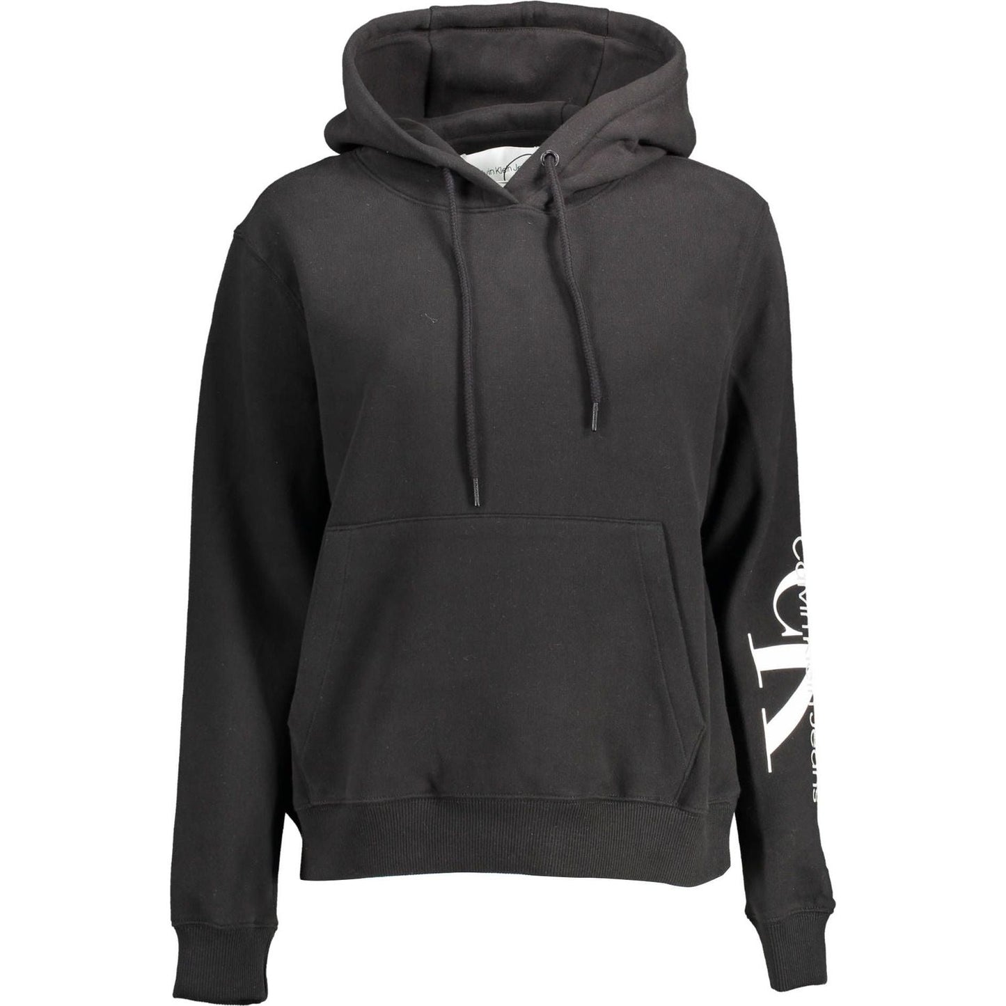 Calvin Klein Sleek Black Cotton Hoodie with Bold Print Calvin Klein