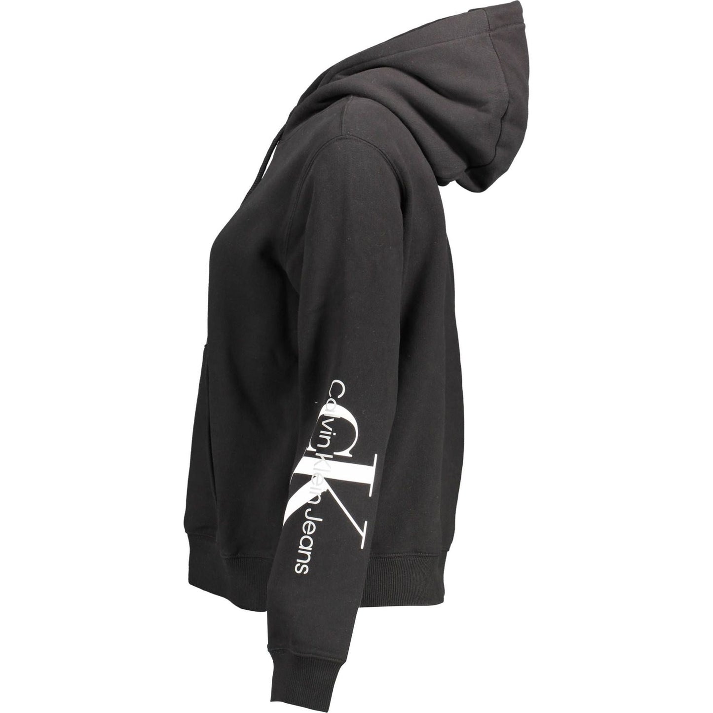 Calvin Klein Sleek Black Cotton Hoodie with Bold Print Calvin Klein