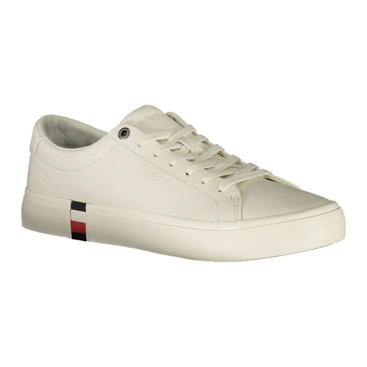 Tommy Hilfiger Elegant White Lace-Up Sneakers with Logo Detail Tommy Hilfiger