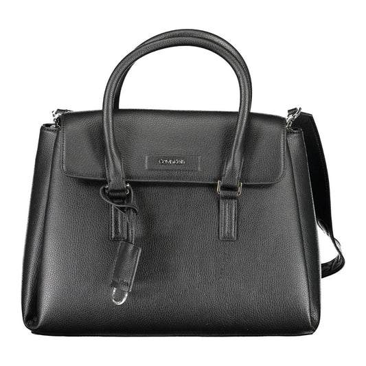 Calvin Klein Sleek Black Eco-Conscious Handbag with Logo Design Calvin Klein