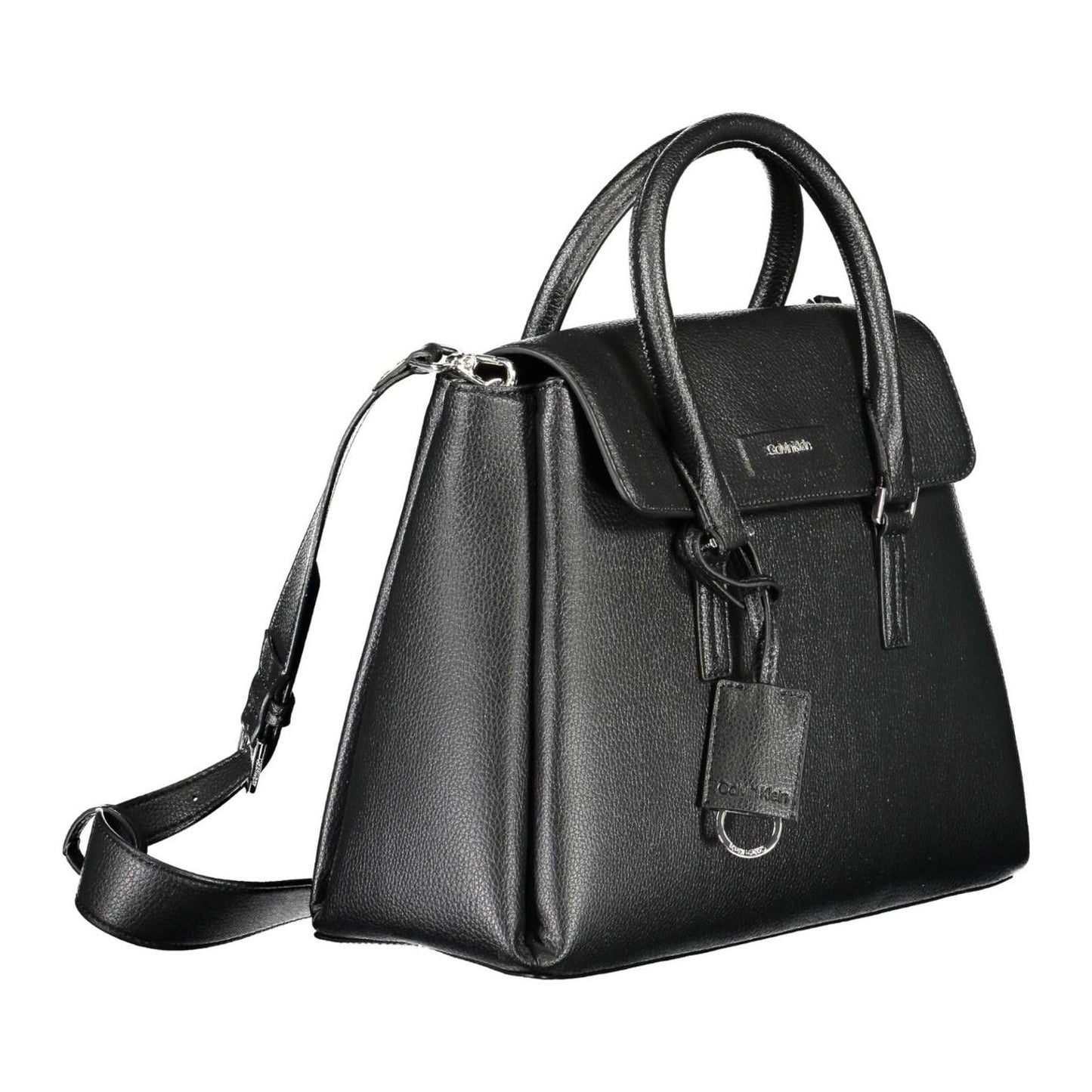 Calvin Klein Sleek Black Eco-Conscious Handbag with Logo Design Calvin Klein