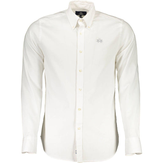 La Martina White Cotton Men Shirt La Martina